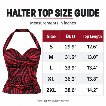 Red & Black Striped Halter Costume Top